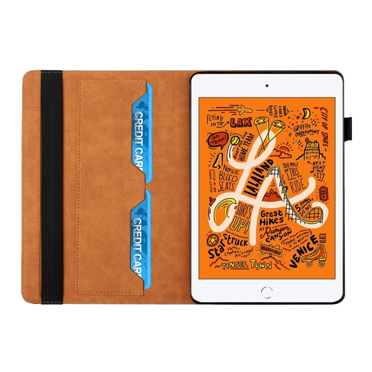 Rhombus Pattern Full Protection Anti-Drop Card Slots Design Skin-touch Feeling Stand Leather Tablet Case Cover for iPad Mini/Mini 2/mini 3/mini 4/mini (2019) 7.9 inch