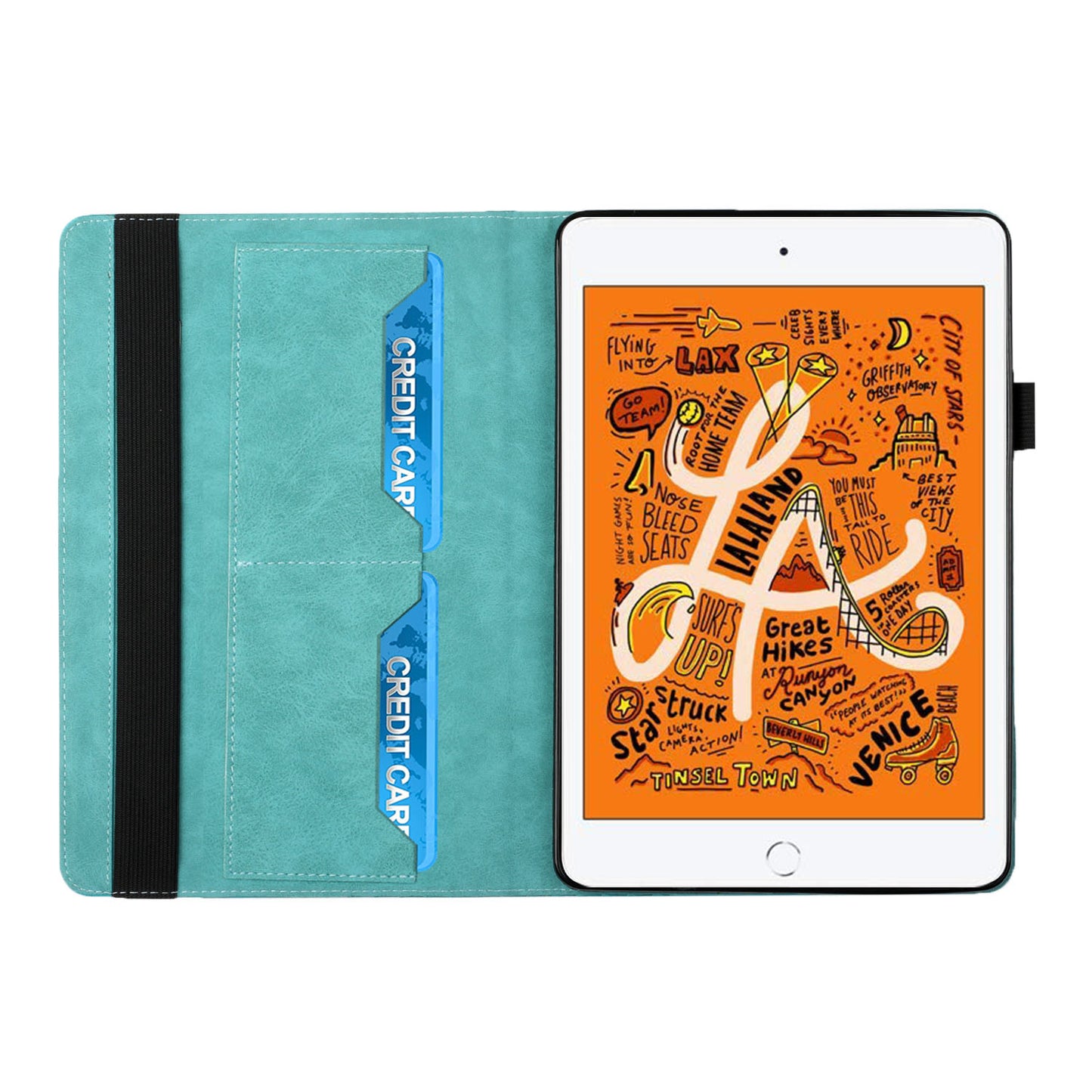 Rhombus Pattern Full Protection Anti-Drop Card Slots Design Skin-touch Feeling Stand Leather Tablet Case Cover for iPad Mini/Mini 2/mini 3/mini 4/mini (2019) 7.9 inch