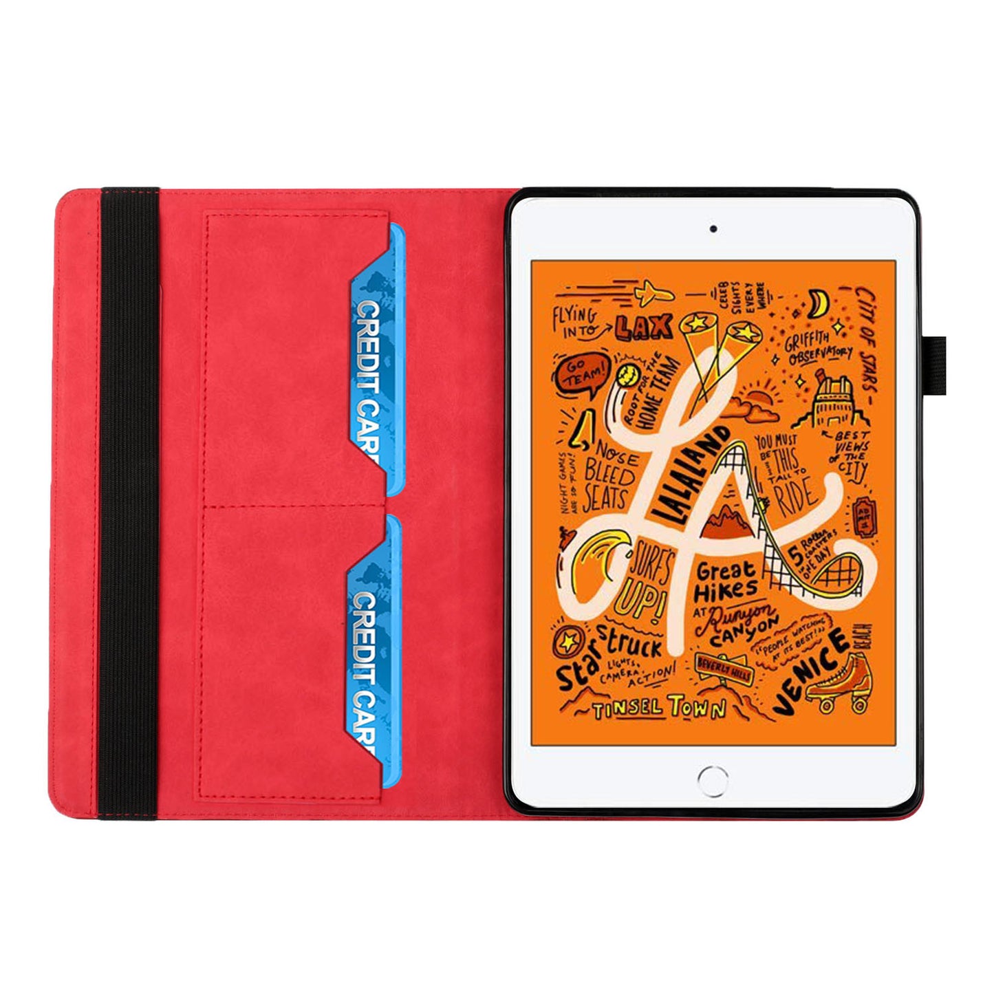 Rhombus Pattern Full Protection Anti-Drop Card Slots Design Skin-touch Feeling Stand Leather Tablet Case Cover for iPad Mini/Mini 2/mini 3/mini 4/mini (2019) 7.9 inch