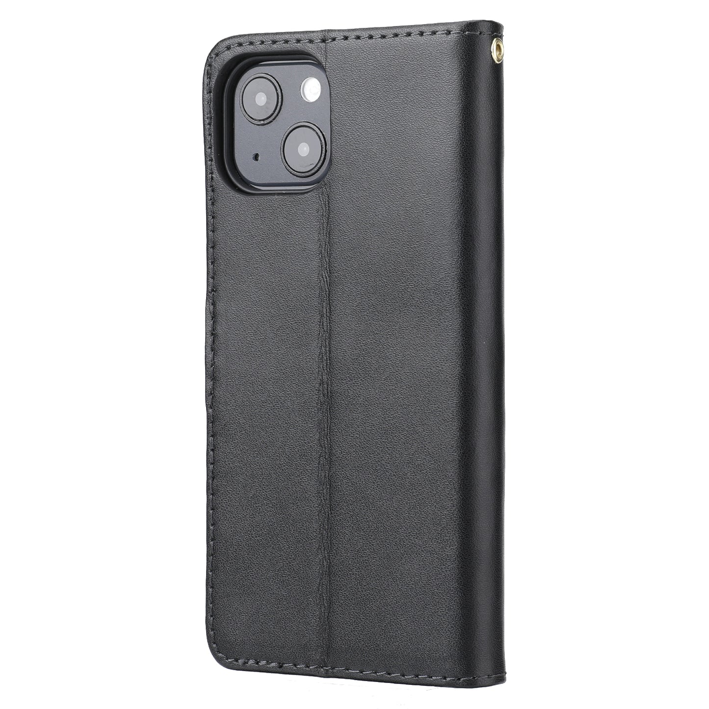 Retro Style Anti-theft Phone Case Genuine Leather Wallet Stand Case with Strap for iPhone 13 mini 5.4 inch