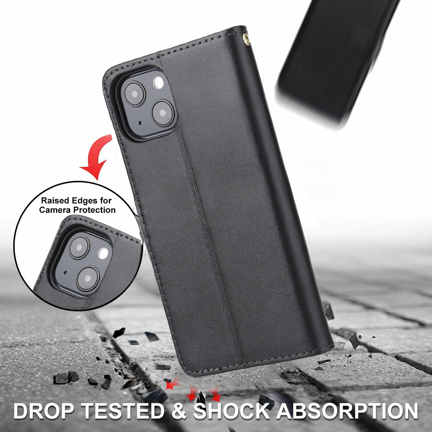 Retro Style Anti-theft Phone Case Genuine Leather Wallet Stand Case with Strap for iPhone 13 mini 5.4 inch