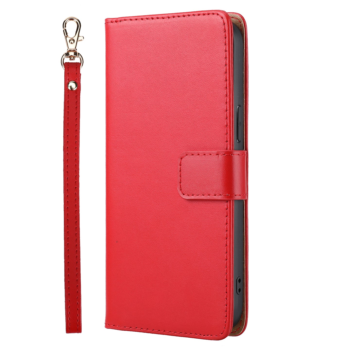 Retro Style Anti-theft Phone Case Genuine Leather Wallet Stand Case with Strap for iPhone 13 mini 5.4 inch