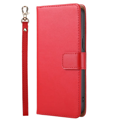Retro Style Anti-theft Phone Case Genuine Leather Wallet Stand Case with Strap for iPhone 13 mini 5.4 inch