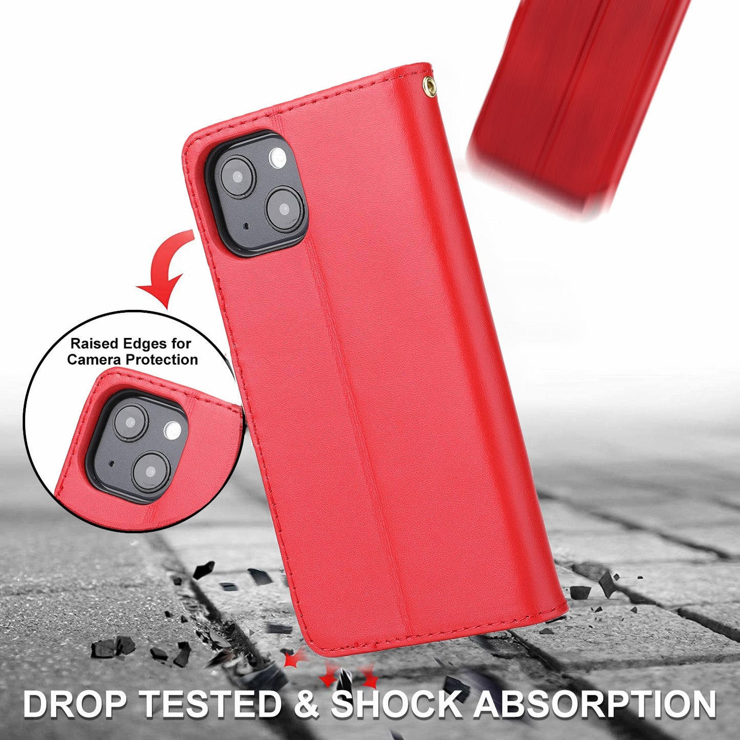 Retro Style Anti-theft Phone Case Genuine Leather Wallet Stand Case with Strap for iPhone 13 mini 5.4 inch