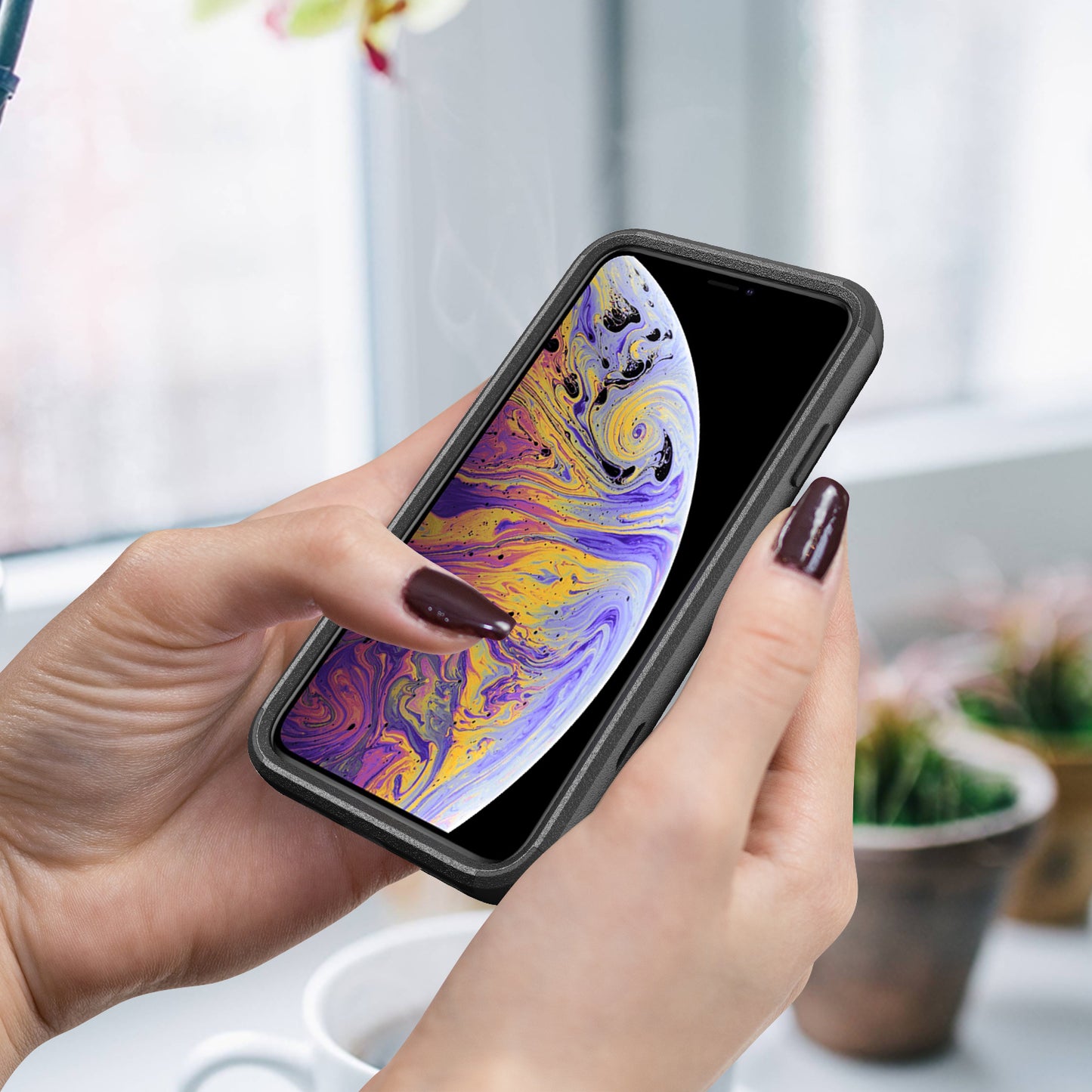 Anti-Drop Full Protection TPU + PC Hybrid Case Support Wireless Charging for iPhone X/XS