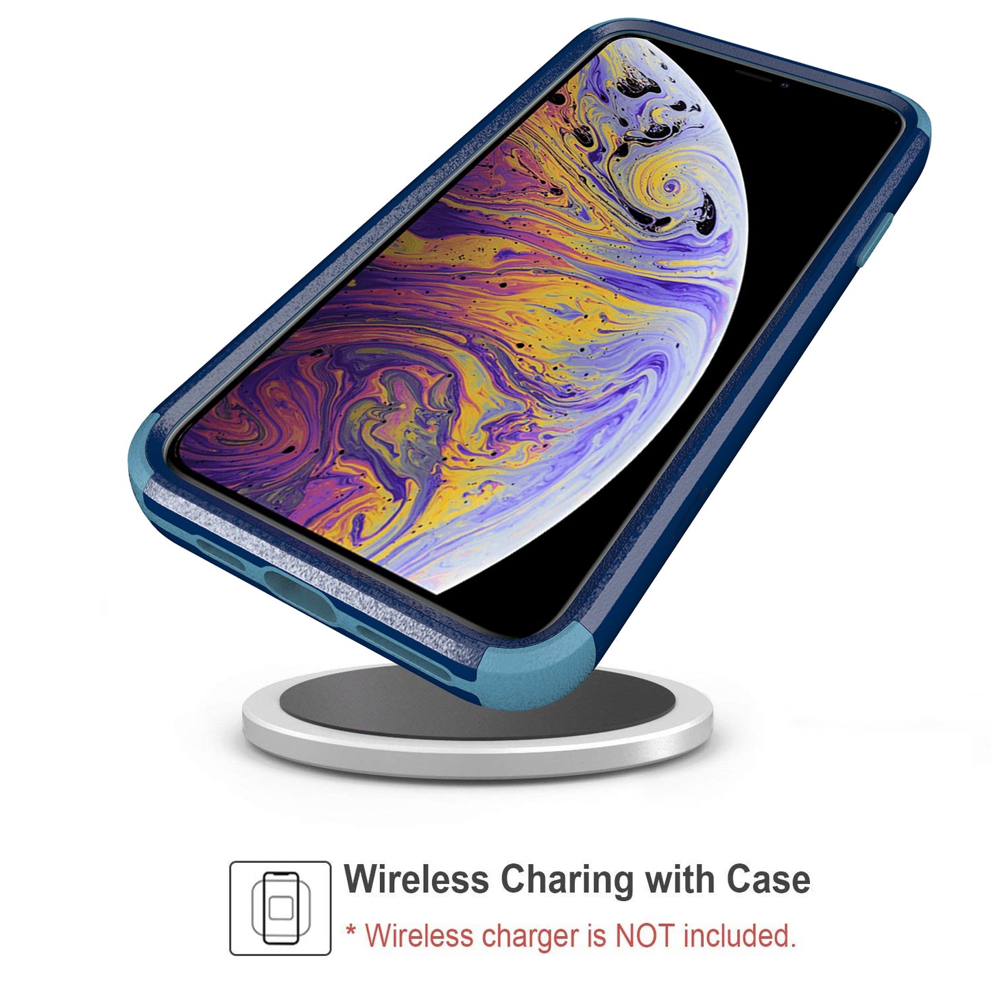 Anti-Drop Full Protection TPU + PC Hybrid Case Support Wireless Charging for iPhone X/XS