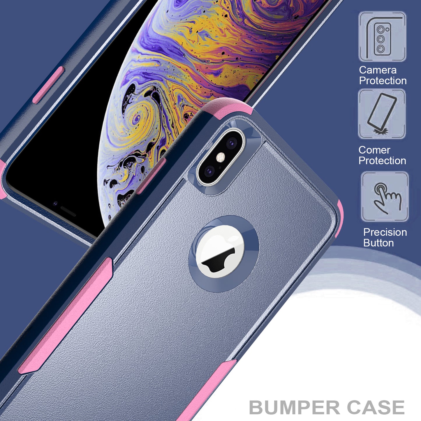 Anti-Drop Full Protection TPU + PC Hybrid Case Support Wireless Charging for iPhone X/XS