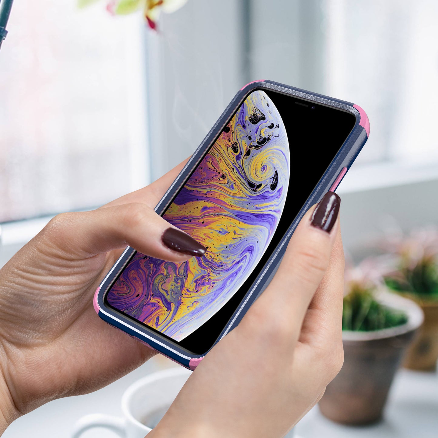 Anti-Drop Full Protection TPU + PC Hybrid Case Support Wireless Charging for iPhone X/XS