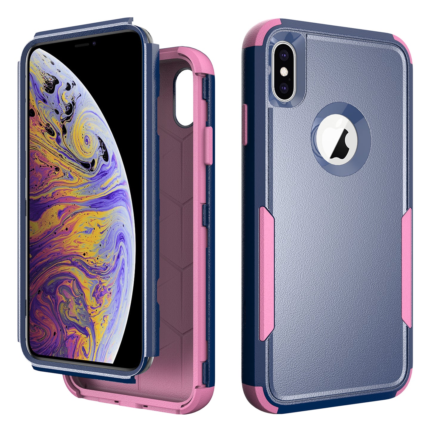 Anti-Drop Full Protection TPU + PC Hybrid Case Support Wireless Charging for iPhone X/XS