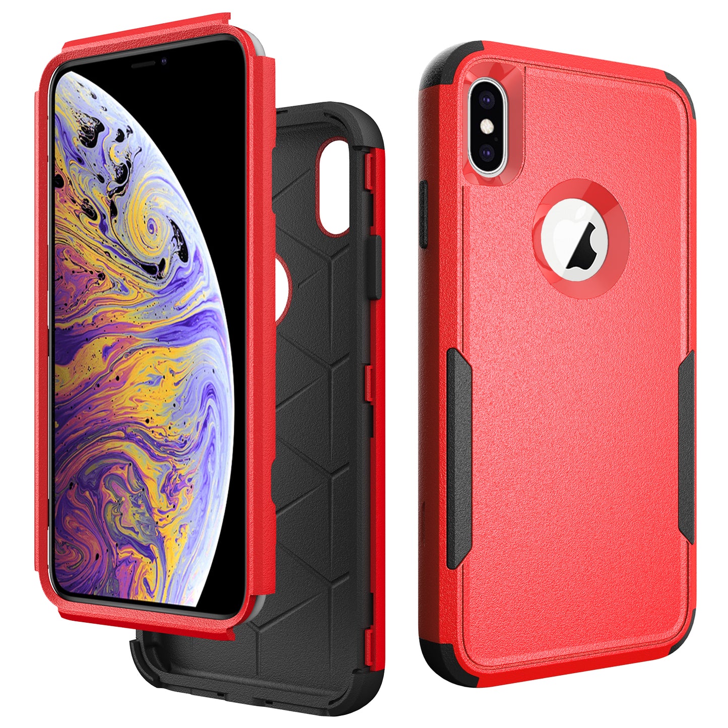 Anti-Drop Full Protection TPU + PC Hybrid Case Support Wireless Charging for iPhone X/XS