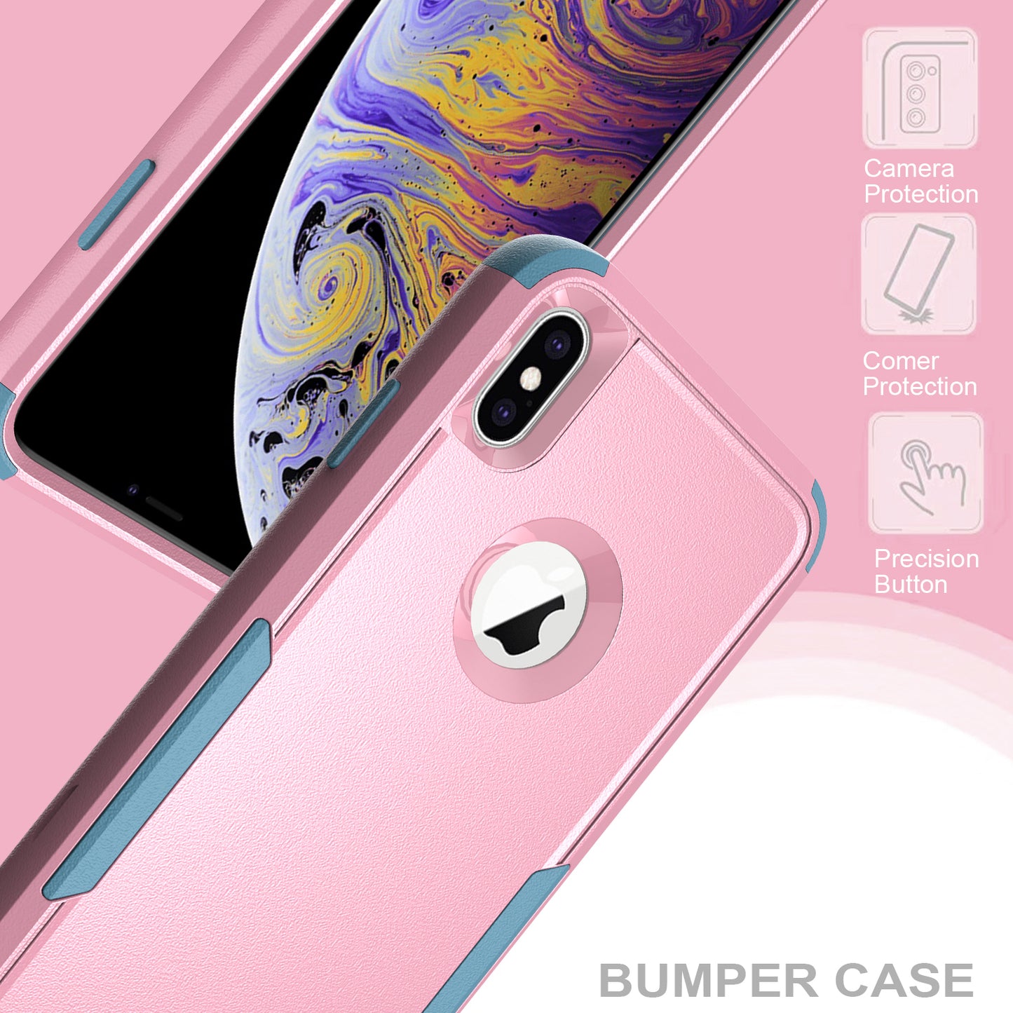 Anti-Drop Full Protection TPU + PC Hybrid Case Support Wireless Charging for iPhone X/XS