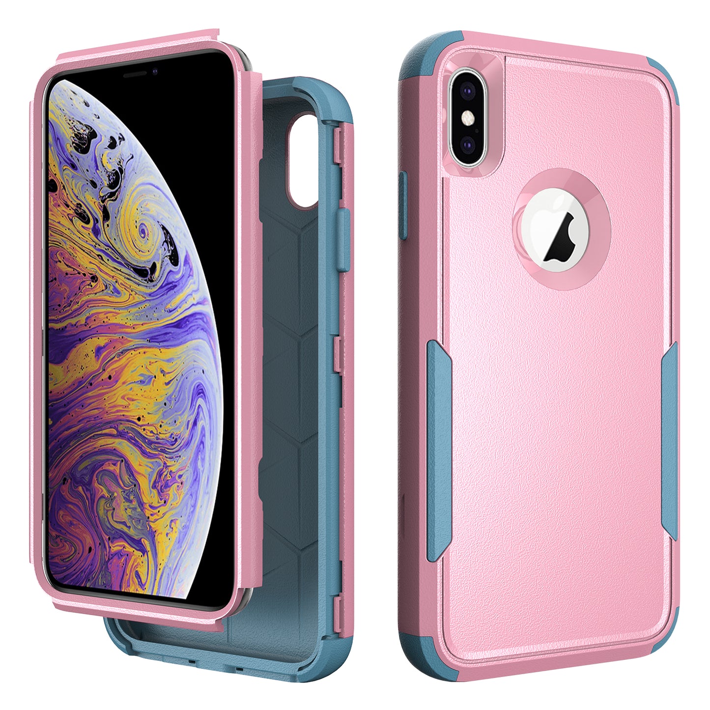 Anti-Drop Full Protection TPU + PC Hybrid Case Support Wireless Charging for iPhone X/XS