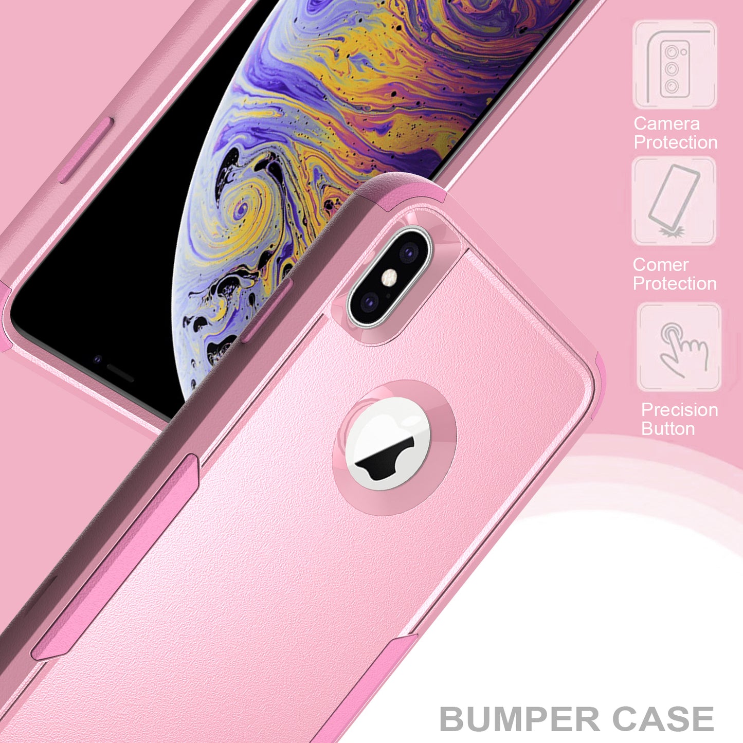 Anti-Drop Full Protection TPU + PC Hybrid Case Support Wireless Charging for iPhone X/XS