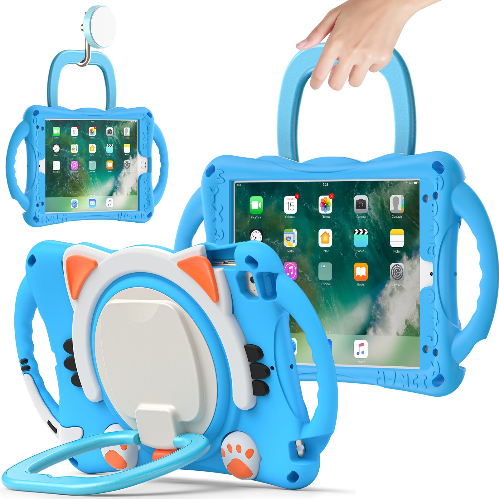 Rugged Heavy Duty 3-in-1 Rotary Kickstand PC + Silicone Protective Case for iPad Mini / 2 / 3 / 4 / mini (2019) 7.9 inch