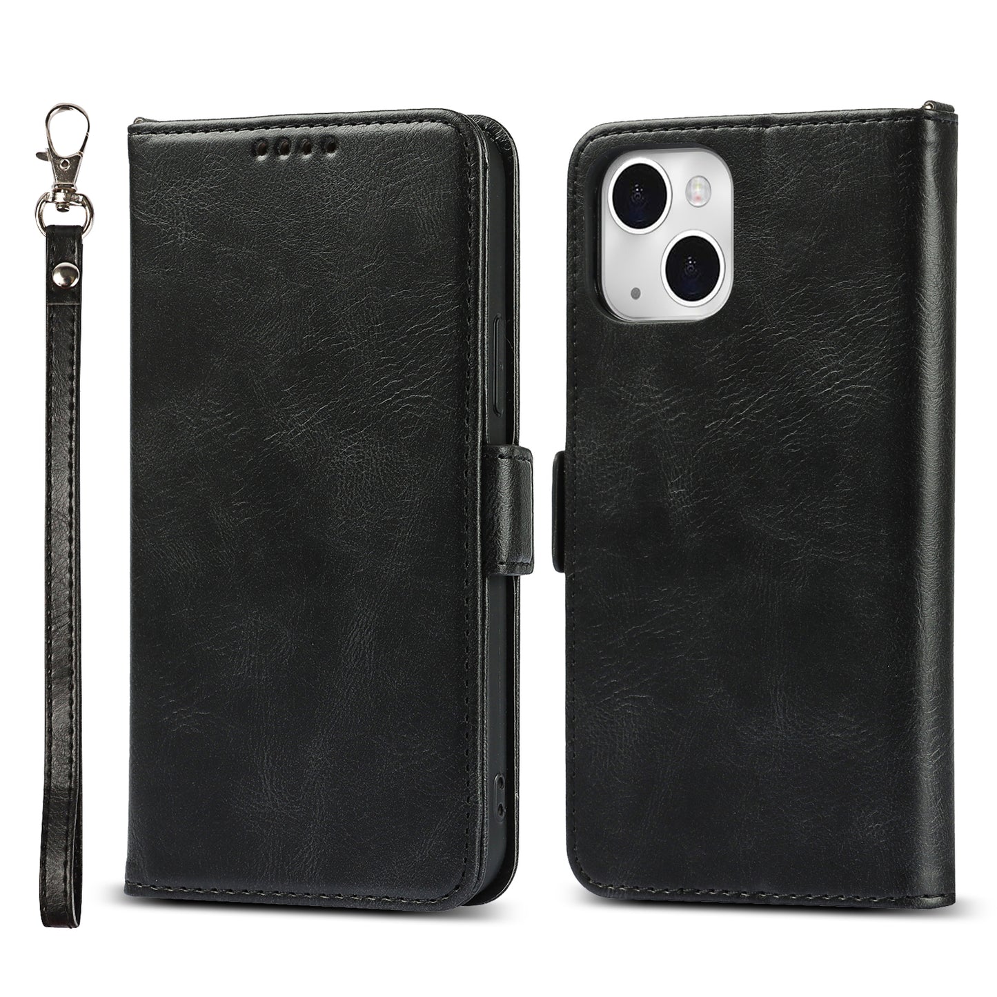 Retro Style Phone Shell Case RFID Blocking Magnetic Closure Wallet Phone Cover for iPhone 13 mini 5.4 inch