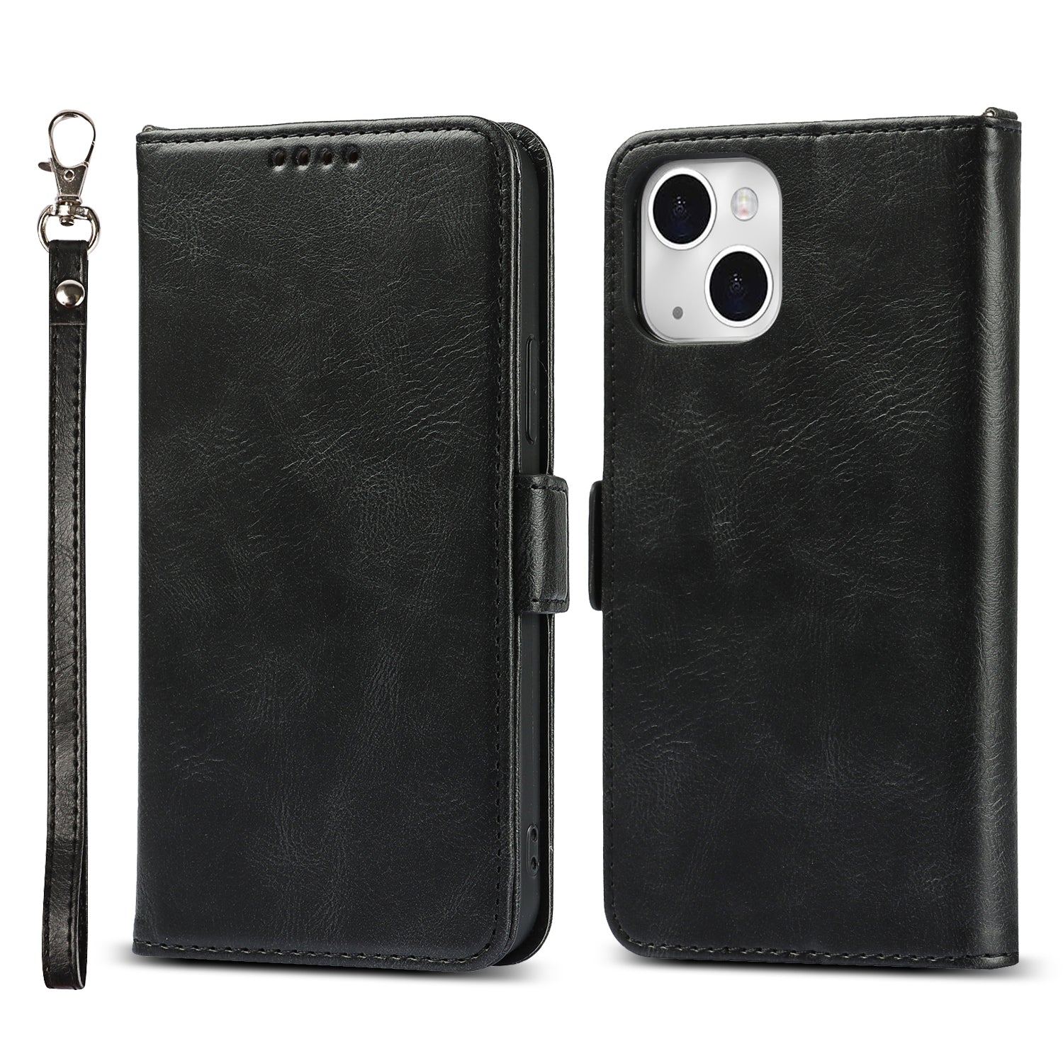 Retro Style Phone Shell Case RFID Blocking Magnetic Closure Wallet Phone Cover for iPhone 13 mini 5.4 inch