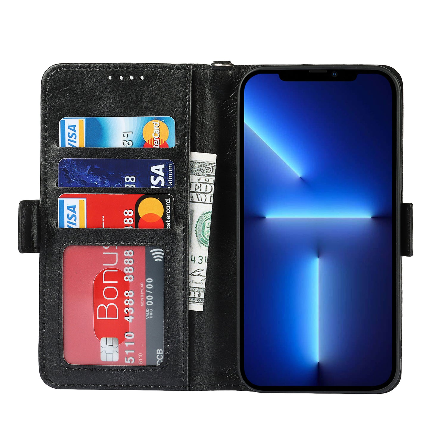 Retro Style Phone Shell Case RFID Blocking Magnetic Closure Wallet Phone Cover for iPhone 13 mini 5.4 inch
