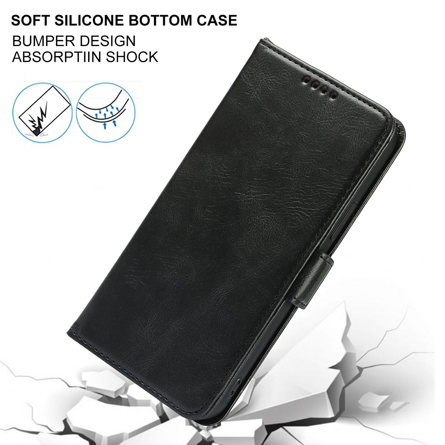 Retro Style Phone Shell Case RFID Blocking Magnetic Closure Wallet Phone Cover for iPhone 13 mini 5.4 inch