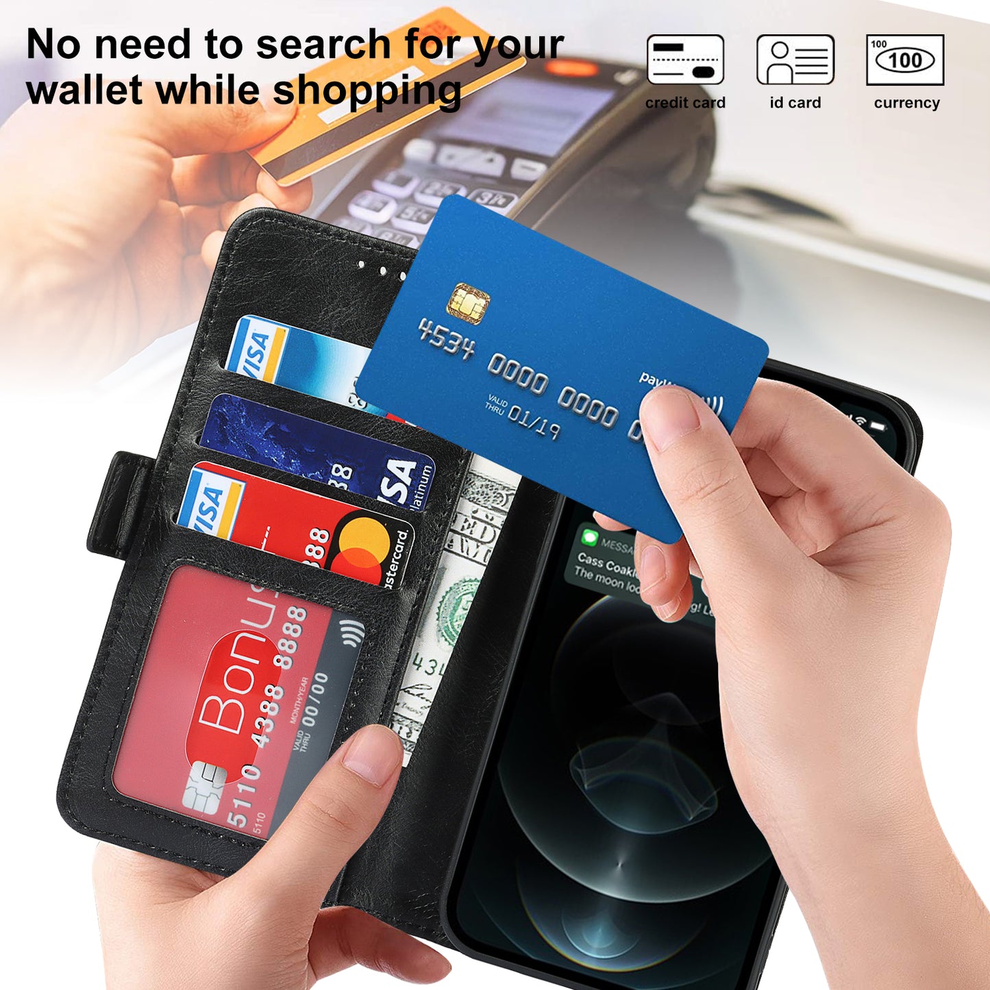 Retro Style Phone Shell Case RFID Blocking Magnetic Closure Wallet Phone Cover for iPhone 13 mini 5.4 inch