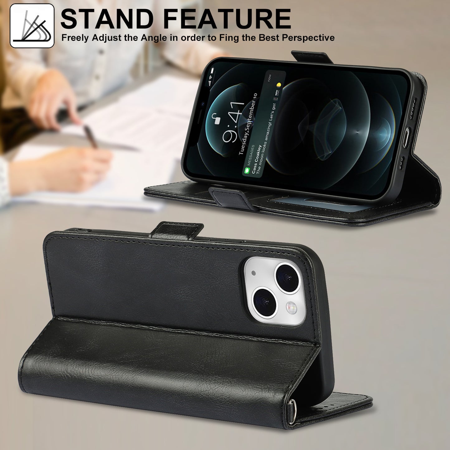 Retro Style Phone Shell Case RFID Blocking Magnetic Closure Wallet Phone Cover for iPhone 13 mini 5.4 inch