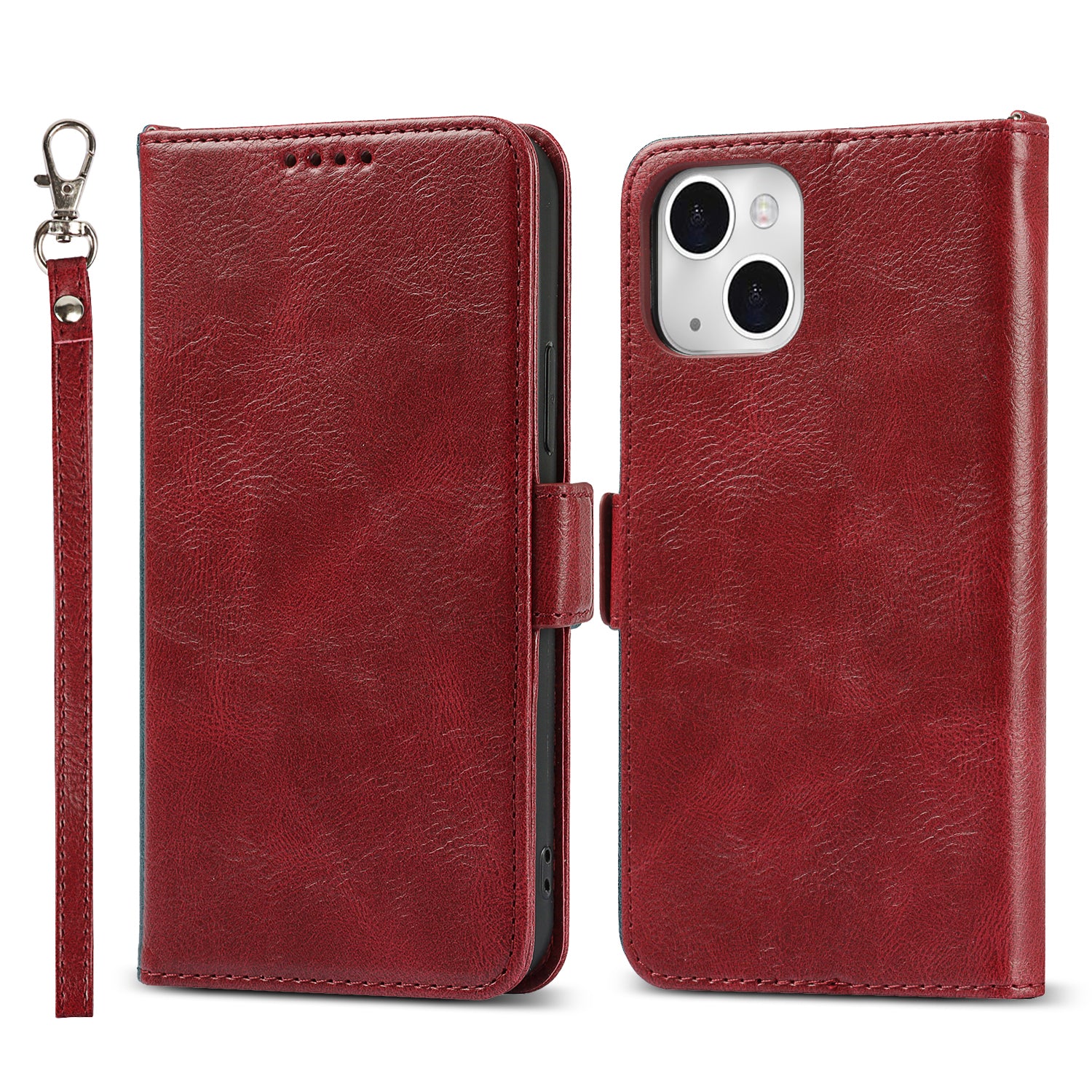 Retro Style Phone Shell Case RFID Blocking Magnetic Closure Wallet Phone Cover for iPhone 13 mini 5.4 inch