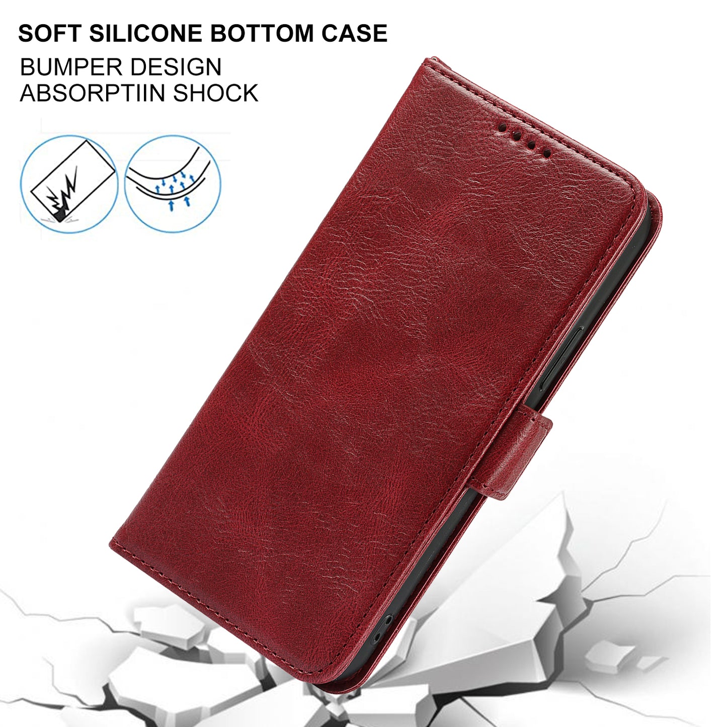 Retro Style Phone Shell Case RFID Blocking Magnetic Closure Wallet Phone Cover for iPhone 13 mini 5.4 inch