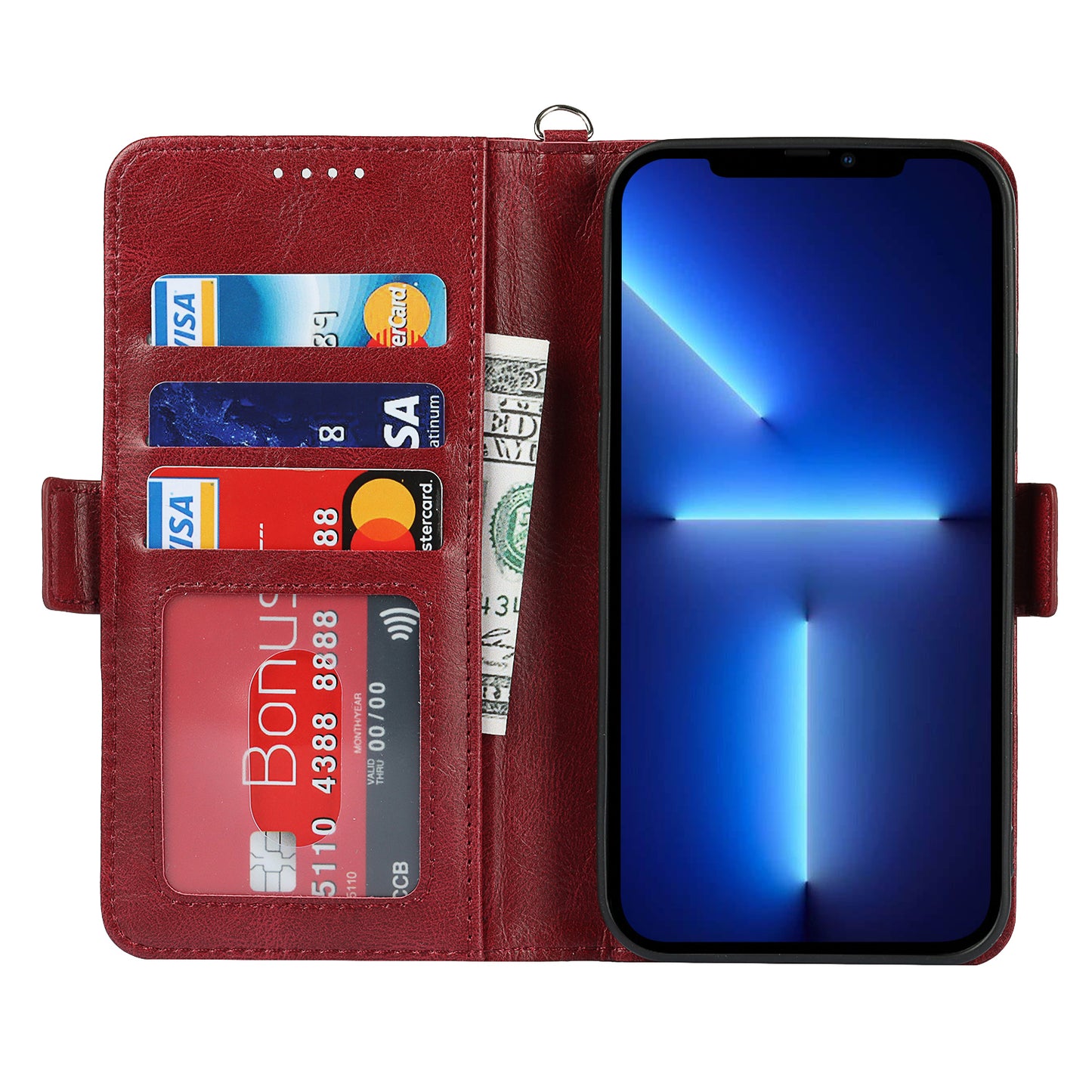 Retro Style Phone Shell Case RFID Blocking Magnetic Closure Wallet Phone Cover for iPhone 13 mini 5.4 inch