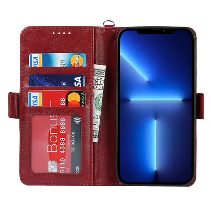Retro Style Phone Shell Case RFID Blocking Magnetic Closure Wallet Phone Cover for iPhone 13 mini 5.4 inch