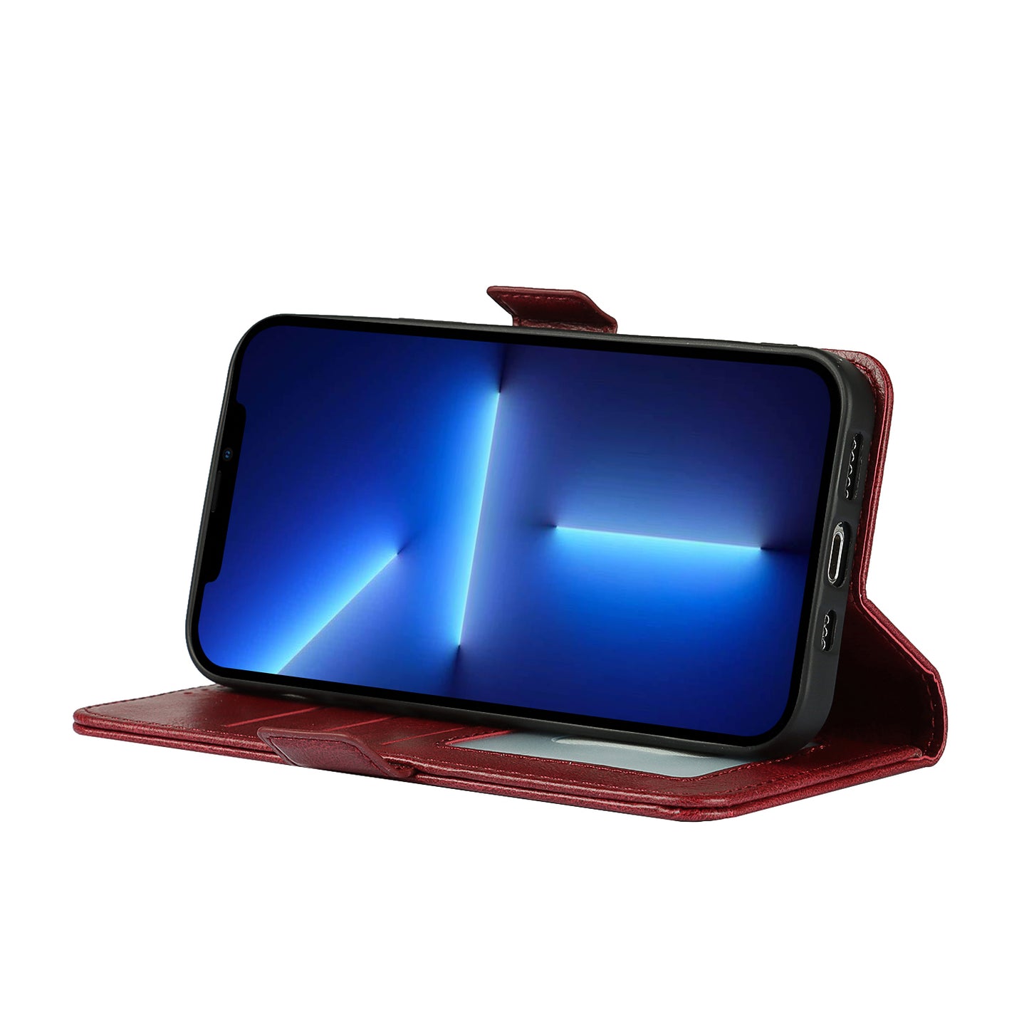 Retro Style Phone Shell Case RFID Blocking Magnetic Closure Wallet Phone Cover for iPhone 13 mini 5.4 inch