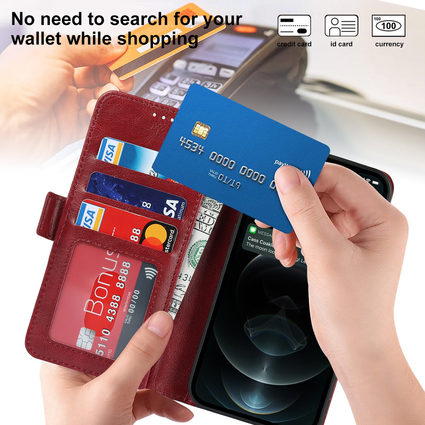 Retro Style Phone Shell Case RFID Blocking Magnetic Closure Wallet Phone Cover for iPhone 13 mini 5.4 inch