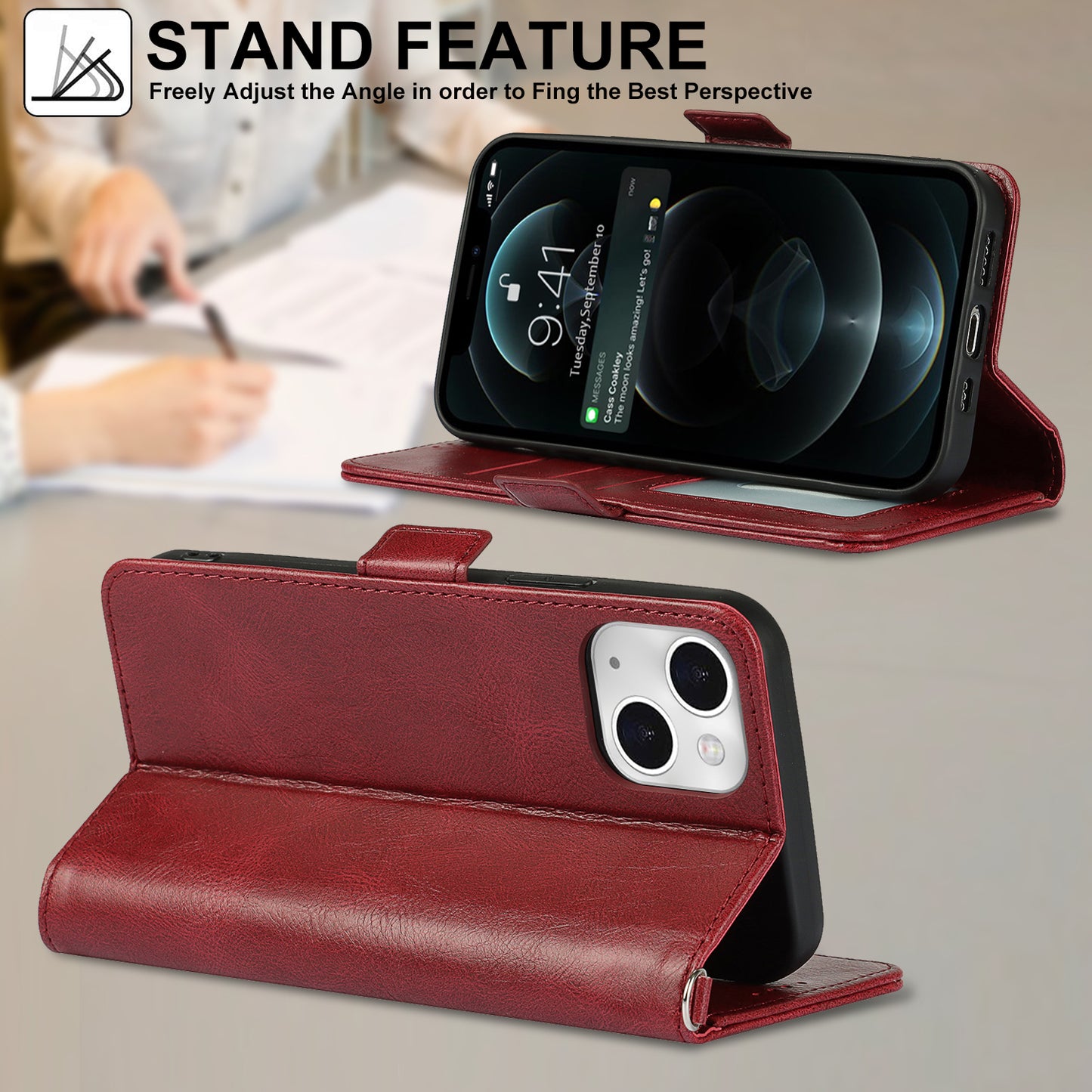Retro Style Phone Shell Case RFID Blocking Magnetic Closure Wallet Phone Cover for iPhone 13 mini 5.4 inch
