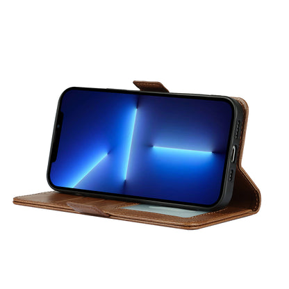 Retro Style Phone Shell Case RFID Blocking Magnetic Closure Wallet Phone Cover for iPhone 13 mini 5.4 inch