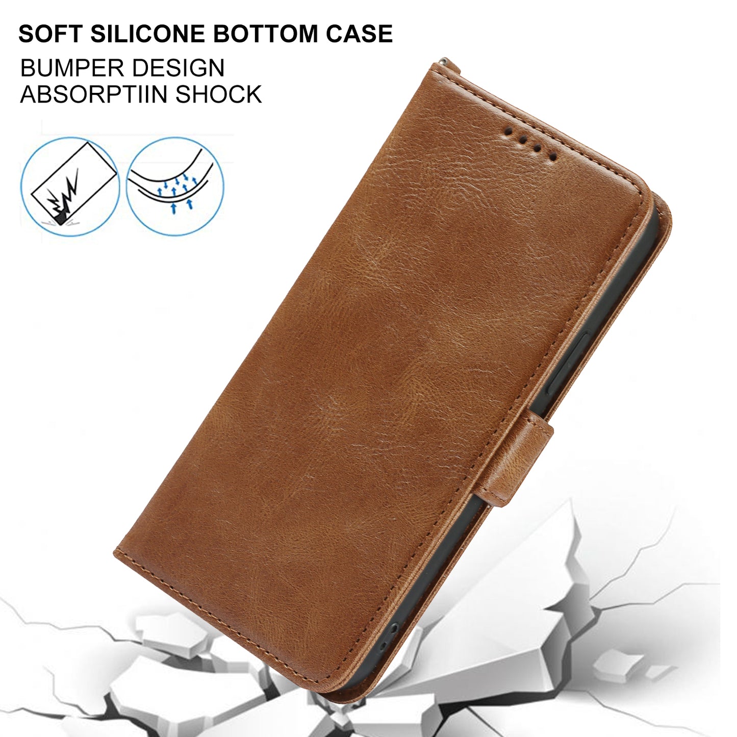 Retro Style Phone Shell Case RFID Blocking Magnetic Closure Wallet Phone Cover for iPhone 13 mini 5.4 inch