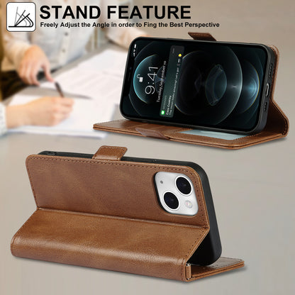 Retro Style Phone Shell Case RFID Blocking Magnetic Closure Wallet Phone Cover for iPhone 13 mini 5.4 inch