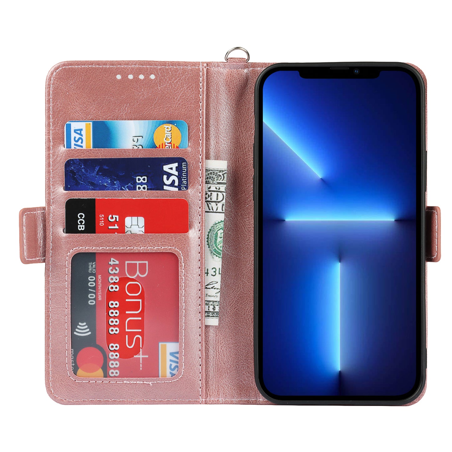 Retro Style Phone Shell Case RFID Blocking Magnetic Closure Wallet Phone Cover for iPhone 13 mini 5.4 inch