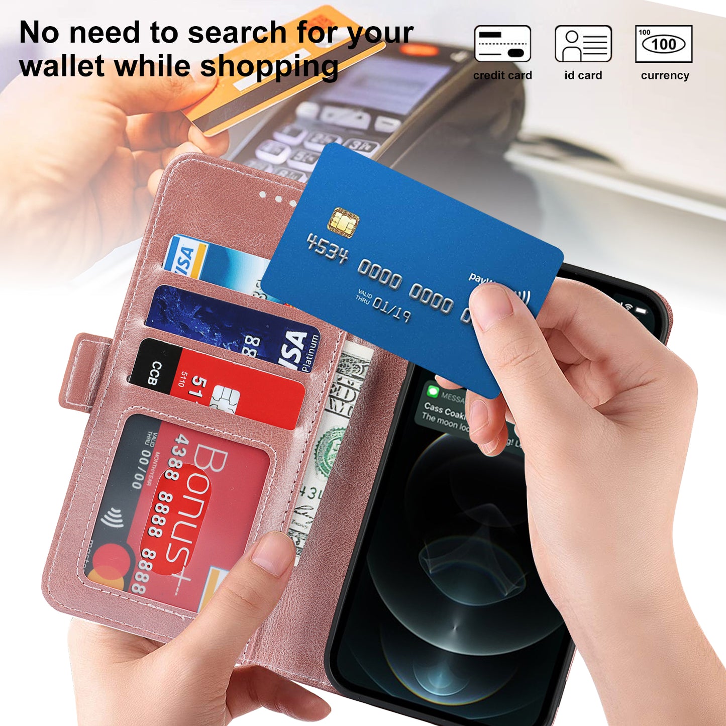 Retro Style Phone Shell Case RFID Blocking Magnetic Closure Wallet Phone Cover for iPhone 13 mini 5.4 inch
