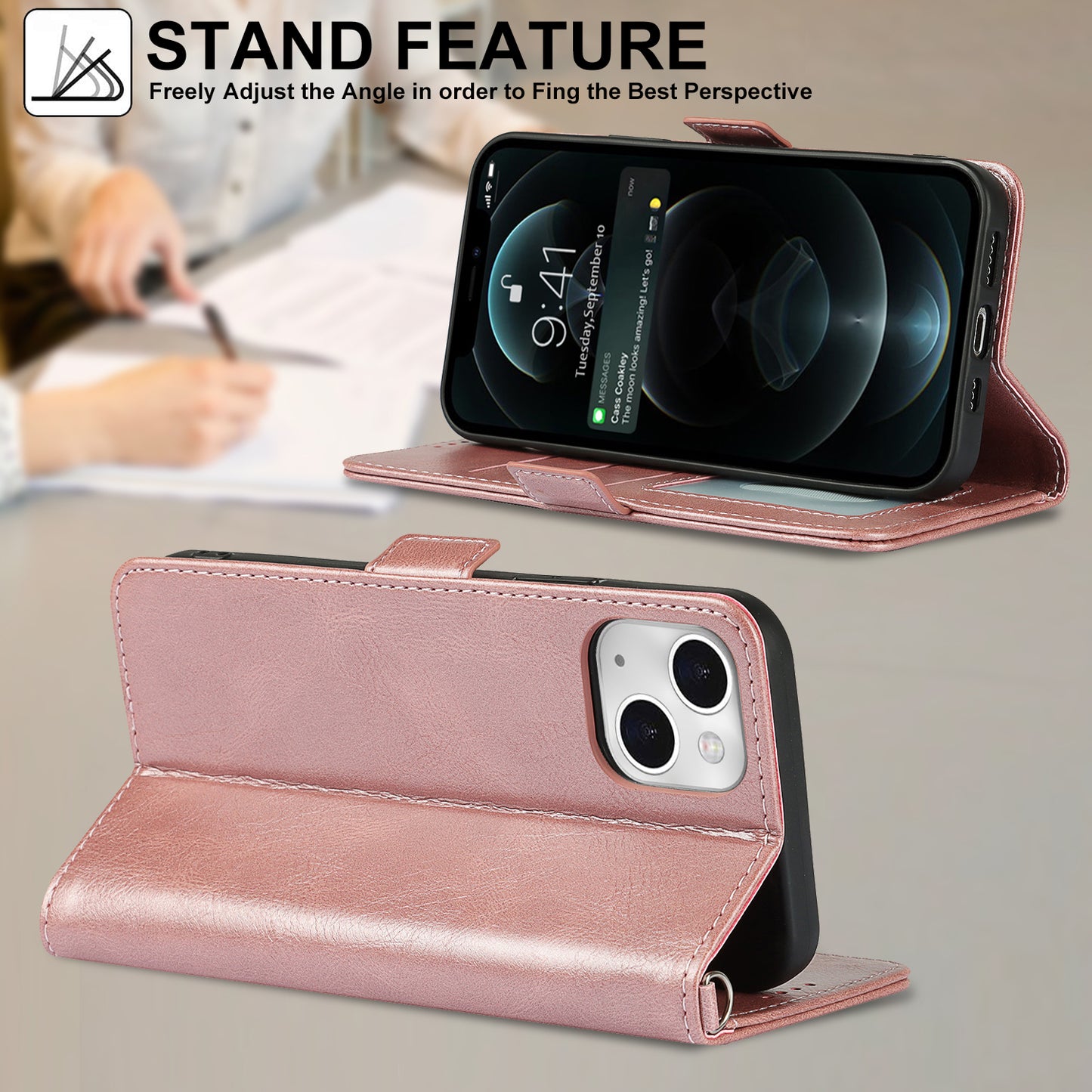 Retro Style Phone Shell Case RFID Blocking Magnetic Closure Wallet Phone Cover for iPhone 13 mini 5.4 inch
