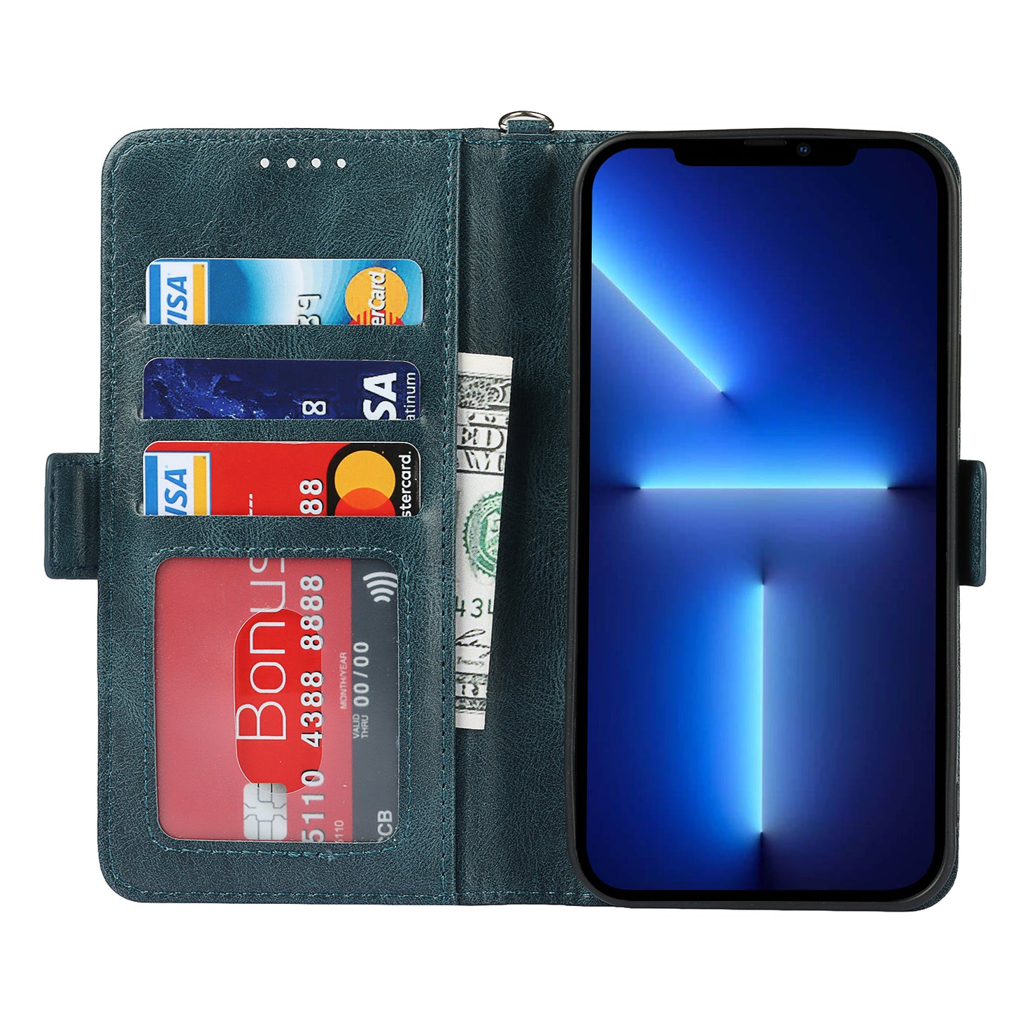 Retro Style Phone Shell Case RFID Blocking Magnetic Closure Wallet Phone Cover for iPhone 13 mini 5.4 inch