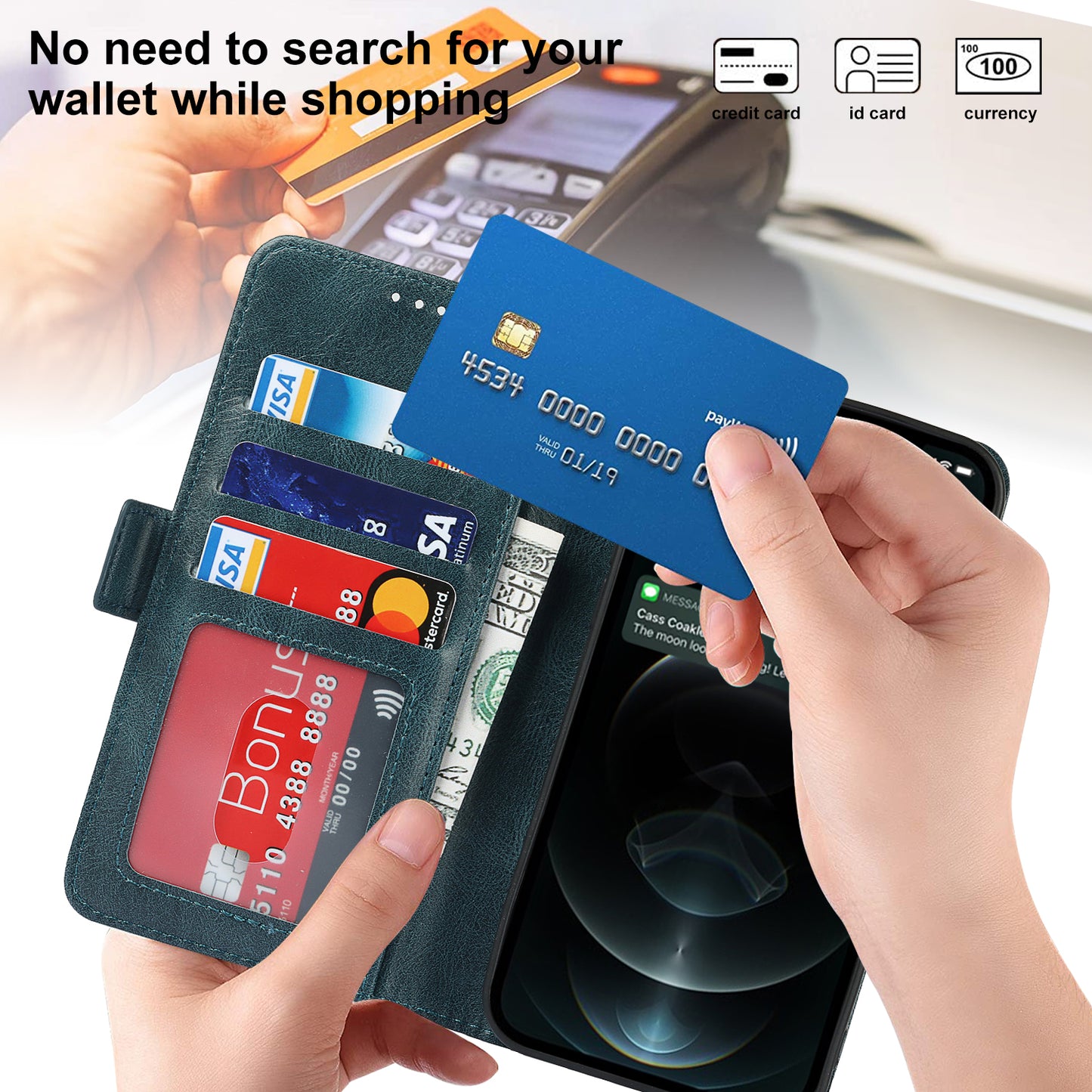 Retro Style Phone Shell Case RFID Blocking Magnetic Closure Wallet Phone Cover for iPhone 13 mini 5.4 inch