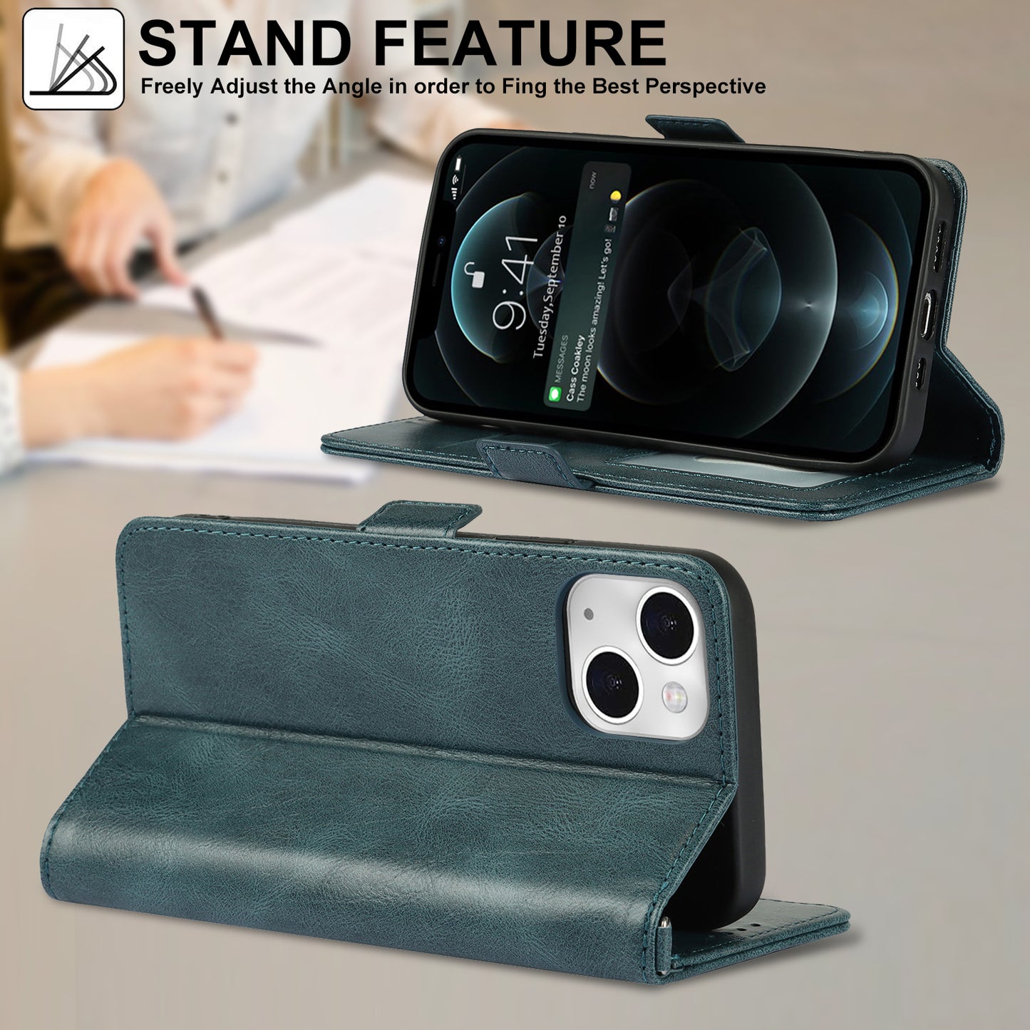 Retro Style Phone Shell Case RFID Blocking Magnetic Closure Wallet Phone Cover for iPhone 13 mini 5.4 inch