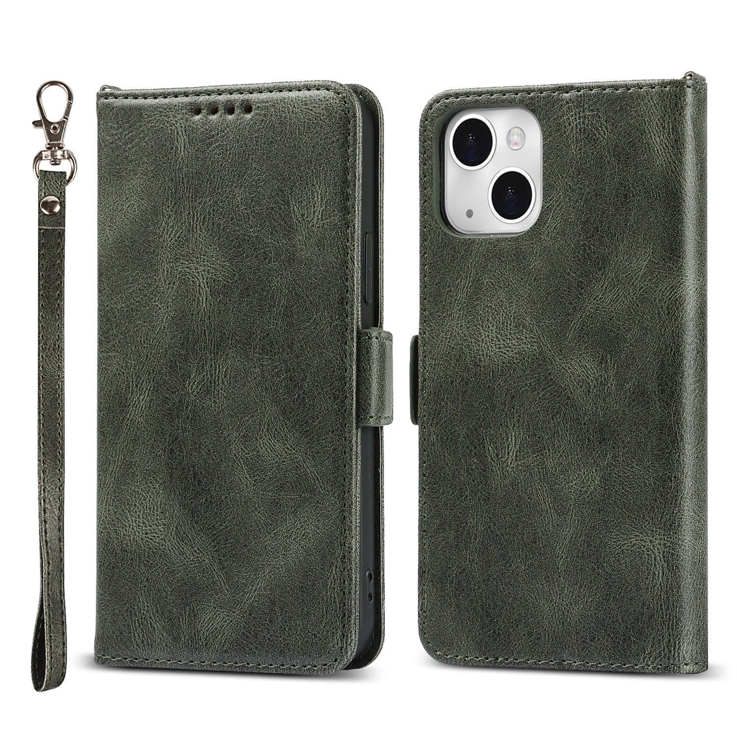 Retro Style Phone Shell Case RFID Blocking Magnetic Closure Wallet Phone Cover for iPhone 13 mini 5.4 inch