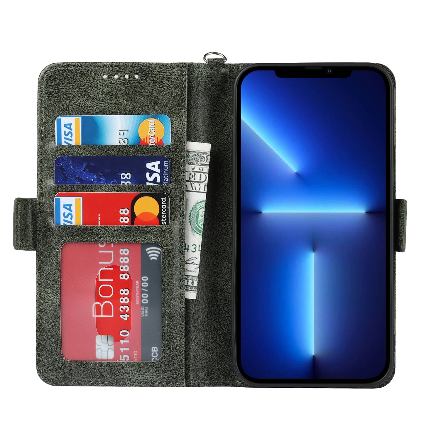 Retro Style Phone Shell Case RFID Blocking Magnetic Closure Wallet Phone Cover for iPhone 13 mini 5.4 inch