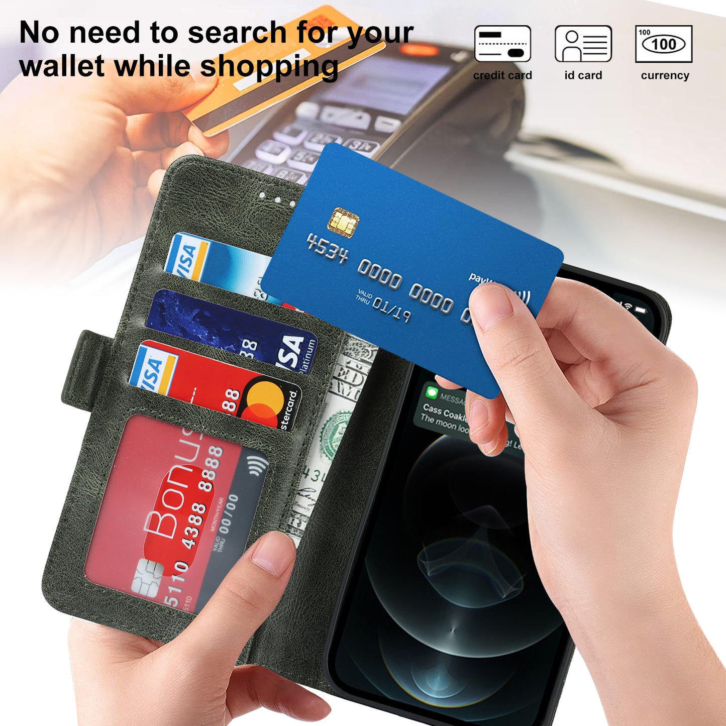 Retro Style Phone Shell Case RFID Blocking Magnetic Closure Wallet Phone Cover for iPhone 13 mini 5.4 inch