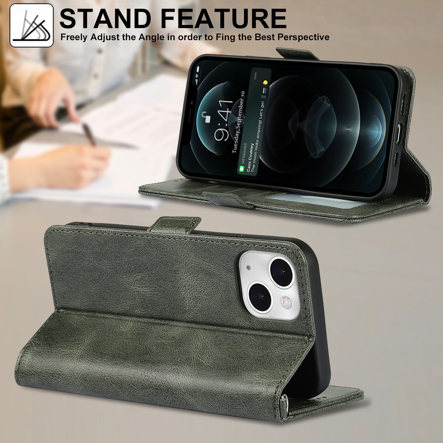 Retro Style Phone Shell Case RFID Blocking Magnetic Closure Wallet Phone Cover for iPhone 13 mini 5.4 inch