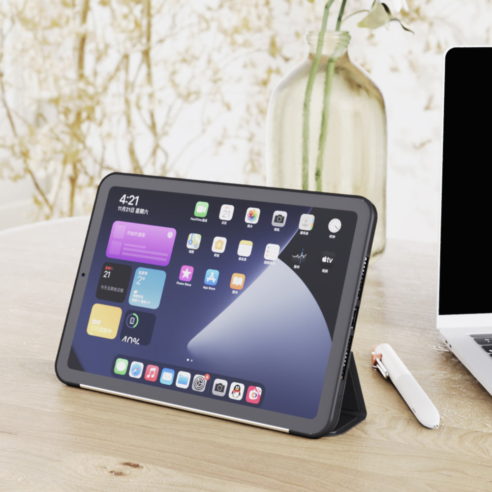 Tri-fold Stand Design Drop-resistant PU Leather Cover Inner TPU Tablet Case Shell for iPad mini (2021)