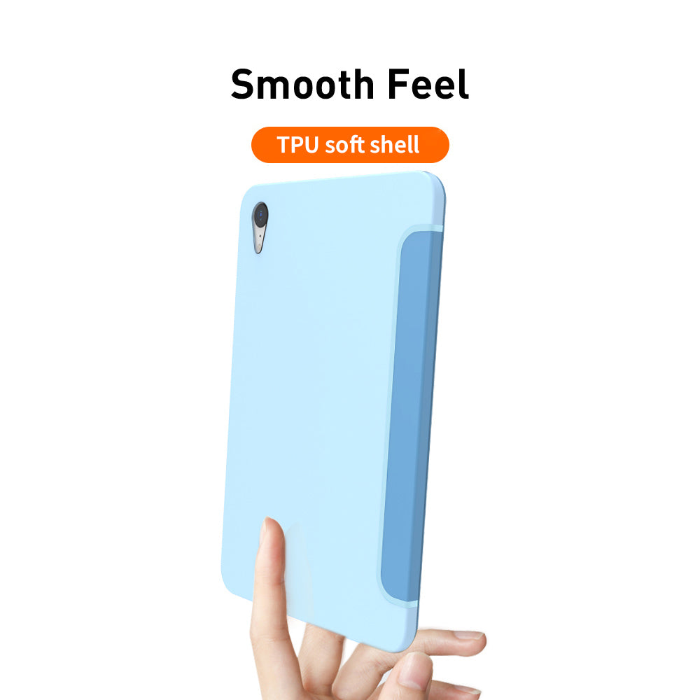 Tri-fold Stand Design Drop-resistant PU Leather Cover Inner TPU Tablet Case Shell for iPad mini (2021)