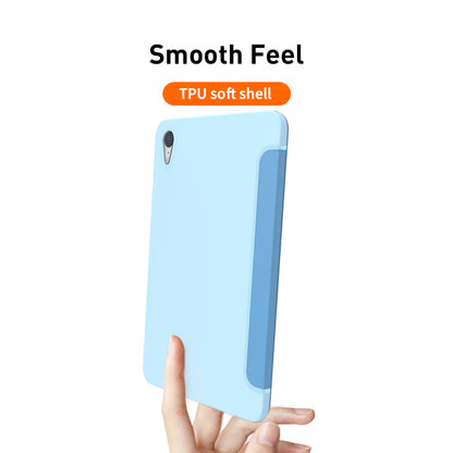 Tri-fold Stand Design Drop-resistant PU Leather Cover Inner TPU Tablet Case Shell for iPad mini (2021)
