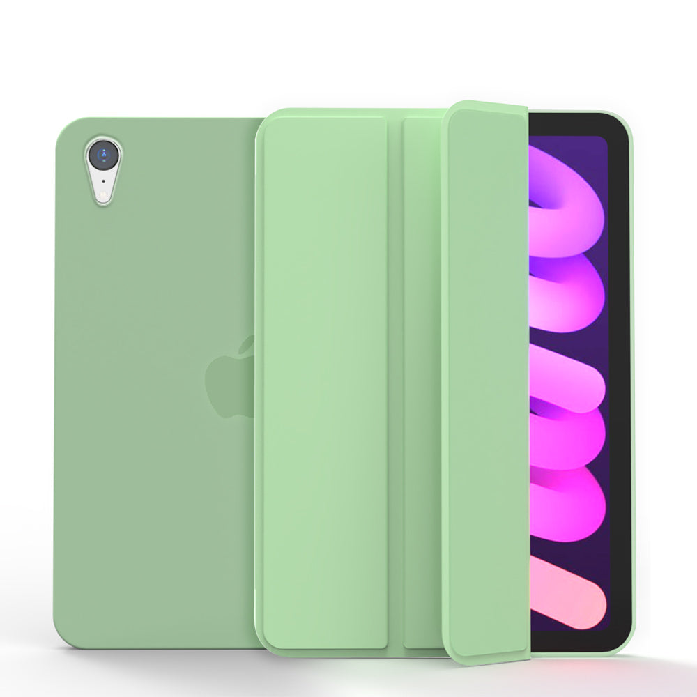 Tri-fold Stand Design Drop-resistant PU Leather Cover Inner TPU Tablet Case Shell for iPad mini (2021)