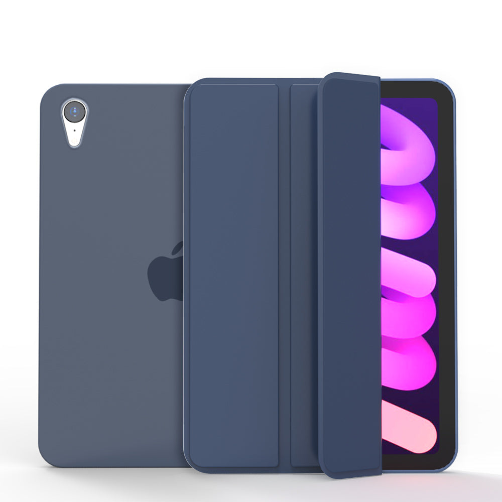 Tri-fold Stand Design Drop-resistant PU Leather Cover Inner TPU Tablet Case Shell for iPad mini (2021)