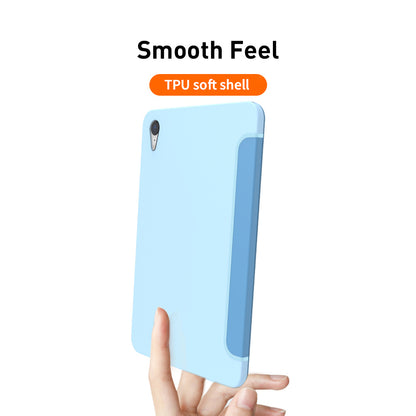 Tri-fold Stand Design Drop-resistant PU Leather Cover Inner TPU Tablet Case Shell for iPad mini (2021)